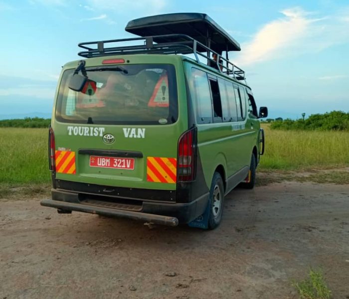 Safari van rental Uganda with a popup roof